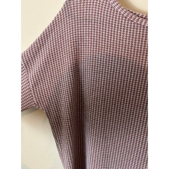 MTS Blouse Women Size Large Brown White Checked Tunic Long Sleeve - Picture 2 of 5